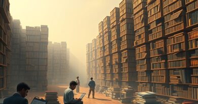 Nieskończona biblioteka, pisarze walczą z cieniami AI w dramatycznym starciu kreatywności i technologii.