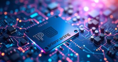 Abstrakcyjna wizja krzemu i sieci neuronowych symbolizuje ukryty potencjał TPU Alphabetu w AI.