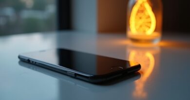 iPhone na tafli, odbicie Gemini w złotym blasku. ChatGPT w cieniu, Google wygrywa wyścig AI w Apple.