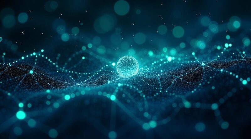 Abstrakcyjna grafika: Gemini rozświetla dane Google Trends, podkreślając odkrywanie i powiązania.