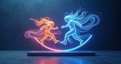 Abstrakcyjna rzeźba symbolizująca dominację OpenAI i rosnącą siłę Anthropic w korporacyjnym AI.