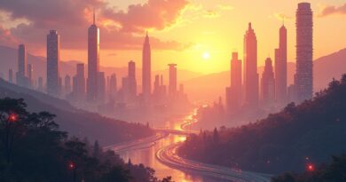 Dolina Krzemowa przekształcająca się w cyfrową sieć neuronową, symbolizującą inwestycje NVIDII w AI.