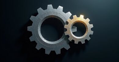 Abstrakcyjne koła zębate Nvidia i OpenAI, częściowo rozłączone, symbolizują utratę impetu partnerstwa.