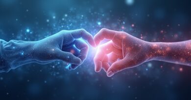 Dwie sieci neuronowe łączą się w jedną, symbolizując przejęcie Convogo przez OpenAI i integrację talentów.