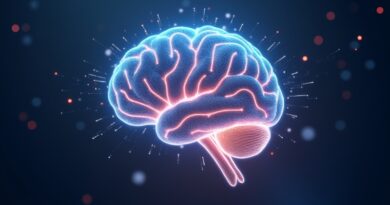 Świecący mózg z cyfrowych obwodów, symbolizuje fuzję AI i medycyny po przejęciu Torch przez OpenAI.