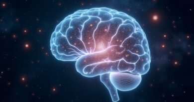 Świecący mózg z włókien w kosmicznej przestrzeni, symbolizujący optymalizację dużych modeli językowych.