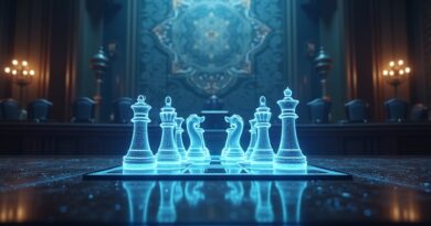 Cyfrowy sąd. Holograficzna szachownica: Musk kontra OpenAI. Neuralne sieci w tle. Sztuka Nowoczesna.