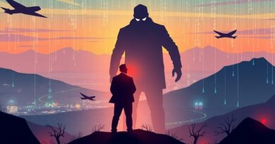 Futurystyczna Dolina Krzemowa: Hoffman przeciwstawia się cieniowi opozycji na tle deszczu binarnego kodu.