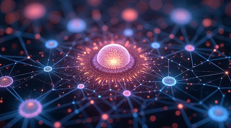 Sieć świetlistych węzłów neuronowych i kwiatowych wzorów, symbolizujących kreatywny workflow Flora i AI w stylu Art Nouveau.