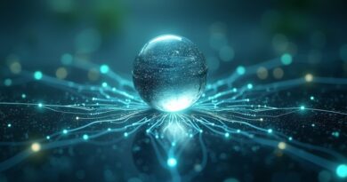 Abstrakcyjna grafika: precyzja i zaufanie w cyfrowym świecie, neuralne sieci strzegące czystej informacji.