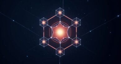 Mozaika sześciu połączonych kształtów geometrycznych reprezentujących filary AI w strategii Infosys 2024 dla biznesu.