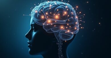 Cyfrowy mózg przechodzący w ludzką sylwetkę. Symbolizuje przejście do rozwiązywania problemów przez AI.