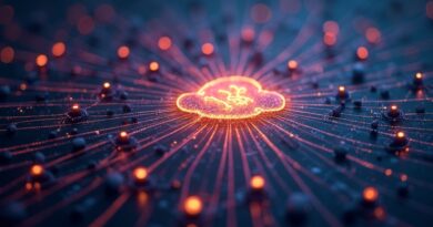 Sieć świecących węzłów symbolizuje integrację AI Gemini, z centralnym znakiem zodiaku Google.