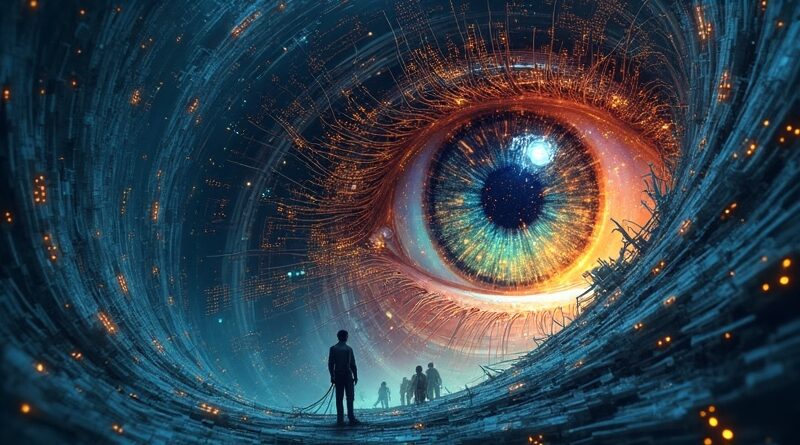 AI skanuje dark web. Oko złożone z obwodów i kodu, identyfikuje zagrożenia w ułamku sekundy.