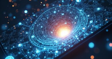 Smartfonowa soczewka wchłania wir informacji, meble 3D i konstelacje. Ilustracja Search Live.