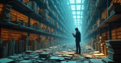 Surrealna biblioteka, wiedza i kruchość informacji. Kod cyfrowy kontra tradycyjna książka. Koncepcja Grok 4.20.