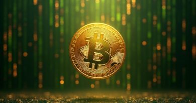 Złoty token w strumieniu kodu binarnym; metafora kosztów pracy programisty AI.