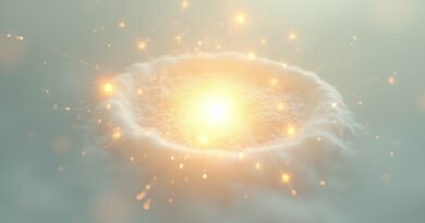 Minimalistyczna reprezentacja rozumowania matematycznego: światło, fraktale, pastelowe barwy i subtelne złoto.