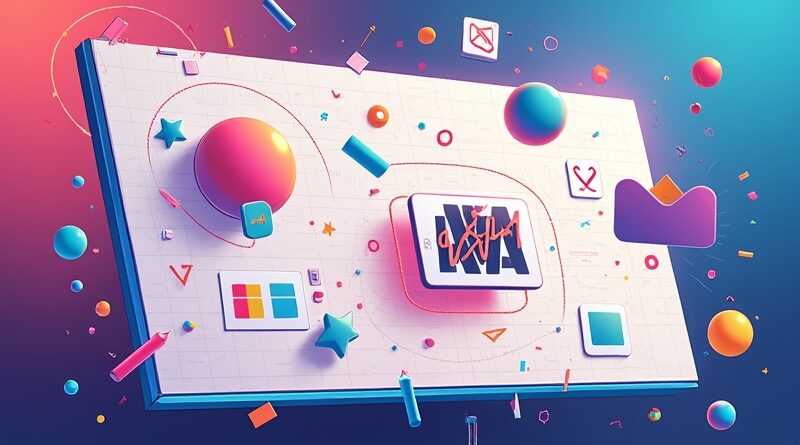 Interaktywna przestrzeń projektowa AI: logo, palety barw, fonty. Nowoczesny design i kreatywny potencjał.