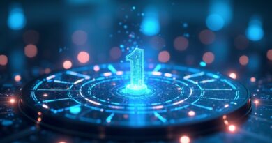 Eteryczna biblioteka danych. Świecące węzły, futurystyczny panel kontrolny, optymalizacja zarządzania plikami w ChatGPT.