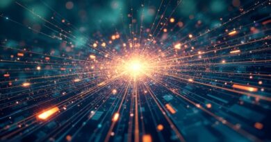 Futurystyczny krajobraz analizy rynkowej: dane, AI Perplexity i narzędzia analityczne w barwach chłodnych z akcentami złota.