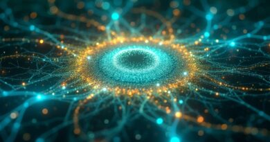 Cyfrowy ekosystem Runway: pulsująca sieć, energia, oko symbolizujące inteligencję wideo.