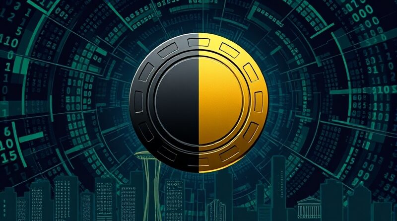 Podzielony żeton hazardowy symbolizuje ogromne ryzyko i potencjał transformacji AI dla Amazon AWS w Seattle.