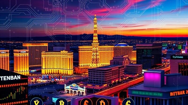 Las Vegas przechodzi w płytkę drukowaną i kryptowaluty – wizualizacja AI w ETF.