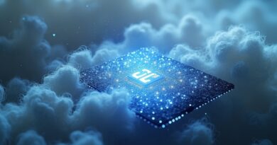 Wełna merino ewoluująca w świecące obwody GPU, symbol transformacji Allbirds w NewBird AI.