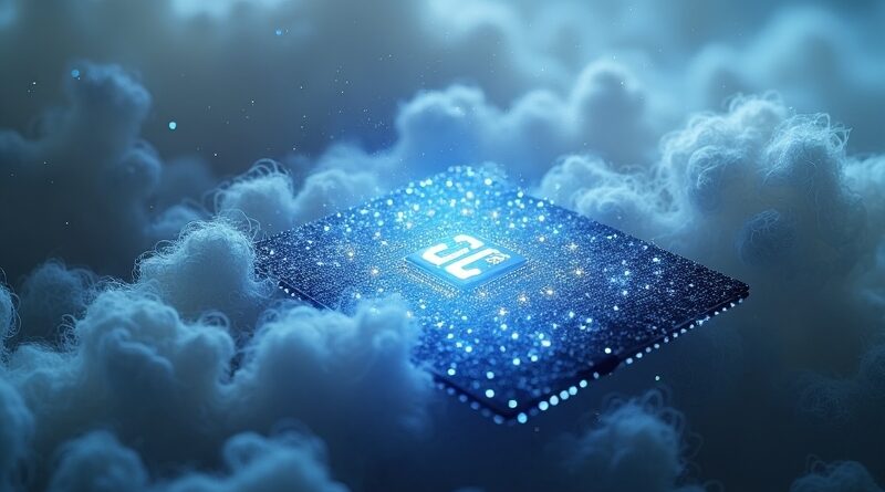 Wełna merino ewoluująca w świecące obwody GPU, symbol transformacji Allbirds w NewBird AI.