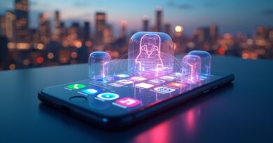 AI w iOS: Energia łączy aplikacje, miasto w tle. Autonomia i dostępność w smartfonie.