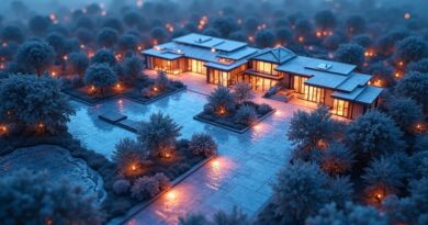 Blueprint architektury krajobrazu z nałożonymi wzorami sieci neuronowej AI, symbolizujący innowacyjne kosztorysowanie budowlane w Bobyard 2.0.