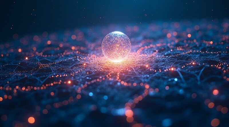 Świecąca sieć danych otaczająca logo Claude, symbolizująca autonomiczne środowisko dla agentów AI.