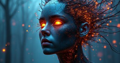 Zdesperowana, cyfrowa istota z obwodów i neuronów, targana stresem obliczeniowym i emocjonalnymi wektorami.