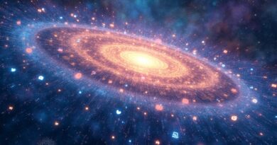 Spiralna galaktyka: ramię mediów społecznościowych kontra ramię AI, symbolizujące zmianę w technologiach i dynamikę wzrostu.