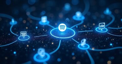 Gwiezdna sieć aplikacji połączona przez ChatGPT (OpenAI), ilustrująca integrację i przepływ danych.