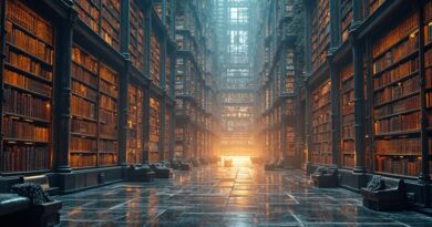 Surrealistyczna biblioteka kart Chrome, AI jako portal do wiedzy, Escher spotyka Art Deco.