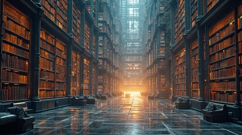 Surrealistyczna biblioteka kart Chrome, AI jako portal do wiedzy, Escher spotyka Art Deco.