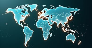 Abstrakcyjna sieć neuronowa symbolizująca generowanie interfejsów UI w czasie rzeczywistym przez sztuczną inteligencję.