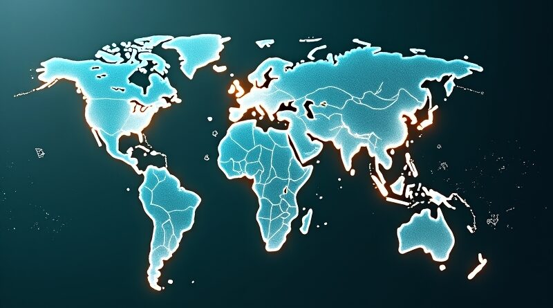 Abstrakcyjna sieć neuronowa symbolizująca generowanie interfejsów UI w czasie rzeczywistym przez sztuczną inteligencję.