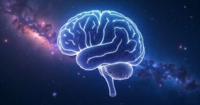 Kosmiczna wizja Deep Research: mózg z danych połączony z galaktyką w Gemini 3.1 Pro.