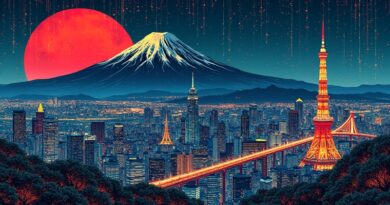 Ukiyo-e: Tokio splecione z obwodami, Fuji z silikonu, symbol japońskiej suwerenności AI.