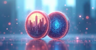 Moneta w locie: chaos miasta kontra uporządkowana siatka danych; przejście do moderacji AI.