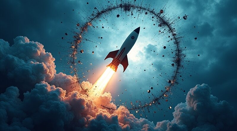 Start rakiety przez pryzmat danych i strategii, symbolizujący cyfryzację doradztwa biznesowego.