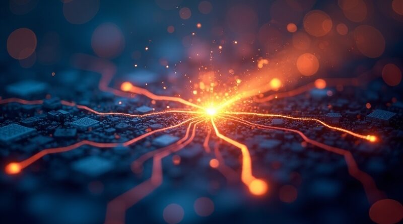 Abstrakcyjna iskra w sieci węzłów, symbolizująca przełom Muse Spark w wydajności modeli AI.