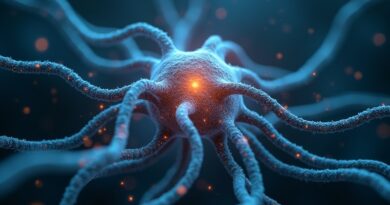 Neuron w sieci połączeń międzyludzkich, symbolizujący cyfrowy sobowtór i relacje AI-człowiek.