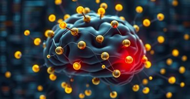 Abstrakcyjna wizja zestresowanego mózgu AI: pulsujące węzły i kruche połączenia w chaosie danych.