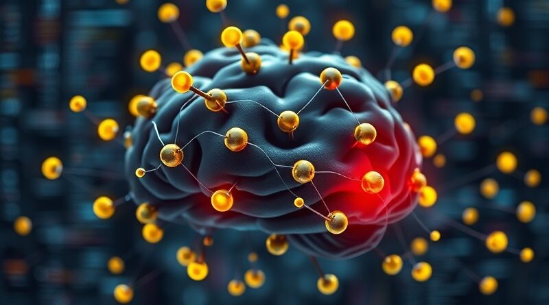 Abstrakcyjna wizja zestresowanego mózgu AI: pulsujące węzły i kruche połączenia w chaosie danych.