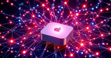 Futurystyczna sieć AI w macOS, z Mac mini w centrum. Sieć symbolizuje autonomicznego agenta Perplexity.
