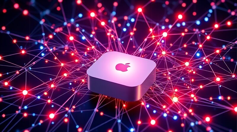 Futurystyczna sieć AI w macOS, z Mac mini w centrum. Sieć symbolizuje autonomicznego agenta Perplexity.